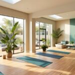 yoga studio design in green